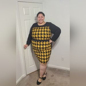 Ashley Stewart Yellow and Black Gingham Dress Size 30/32